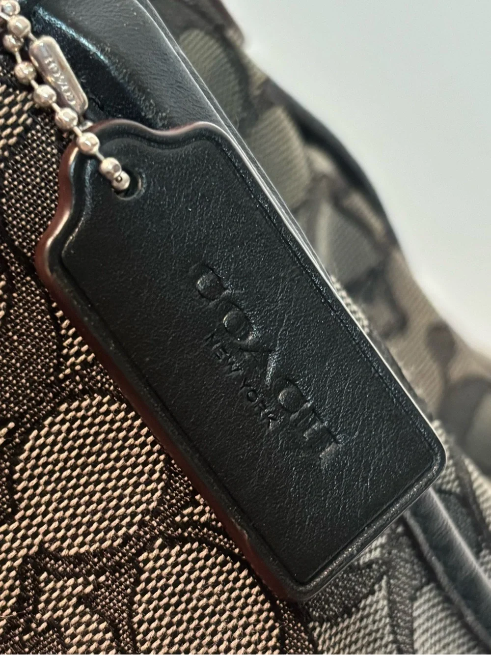 COACH ($385) Phoebe Beige/Dark Brown Jacquard Signature Shoulder Bag AUTHENTIC